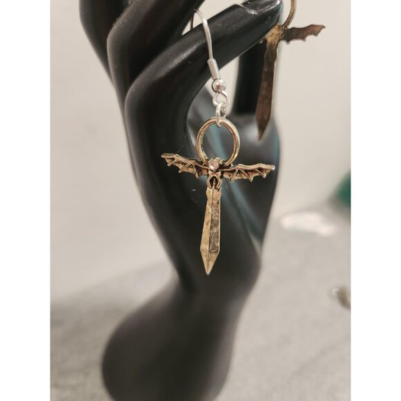 Faux Gold Earrings Costume Jewelry Angel Jewelry Sword - Picture 7 of 10